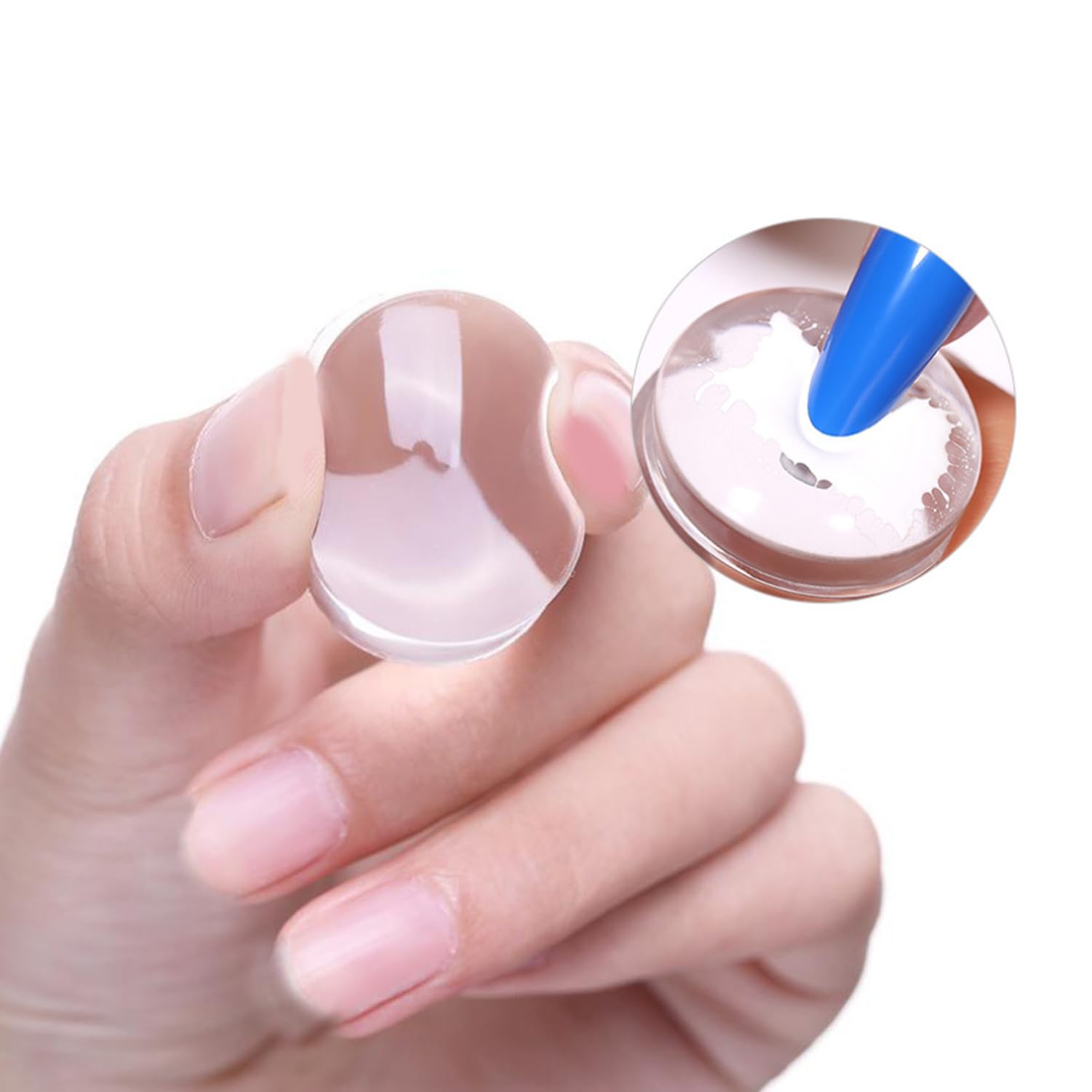 Transparent nail stamping tool heads for professional manicure