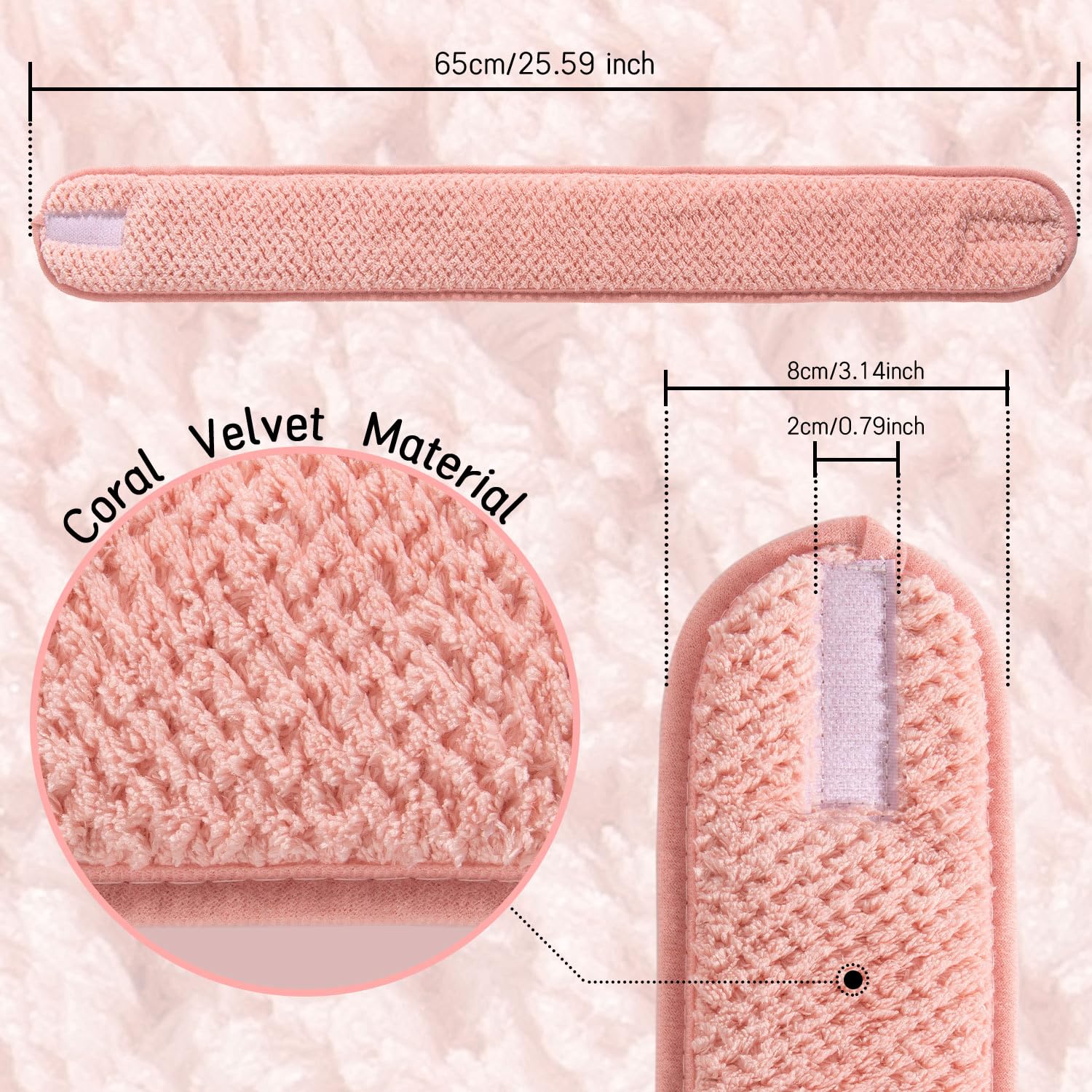 Whaline spa headband coral fleece texture close up