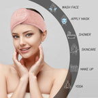 Pea green coral fleece spa headband displayed flat for skincare routine.