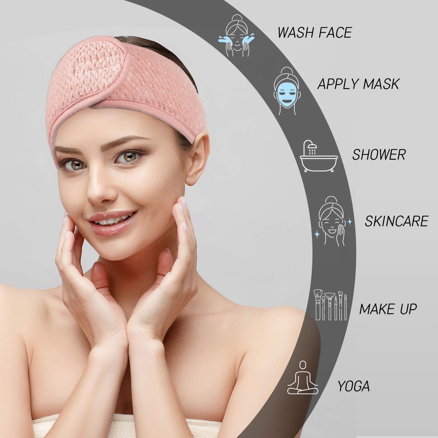 Four colors of Whaline spa headbands side by side