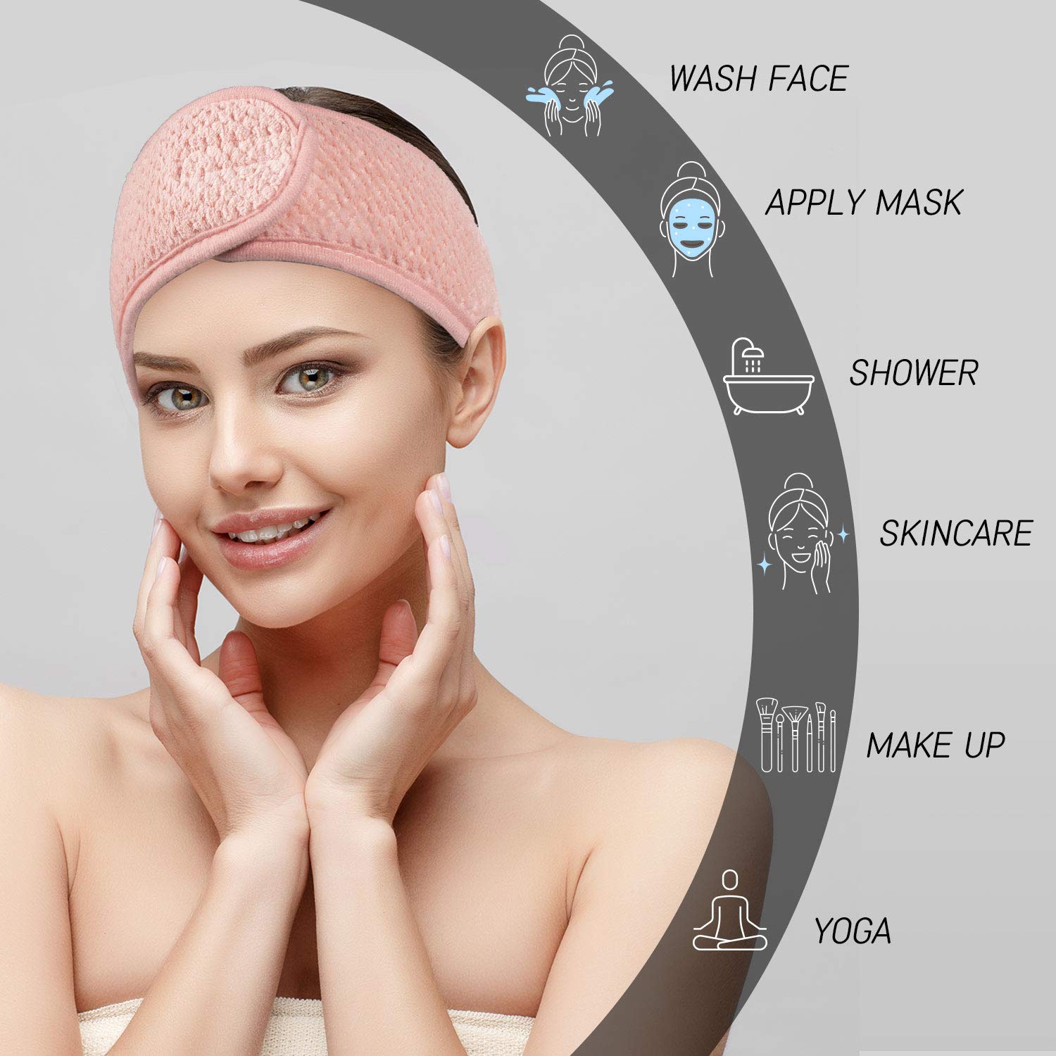 Four colors of Whaline spa headbands side by side