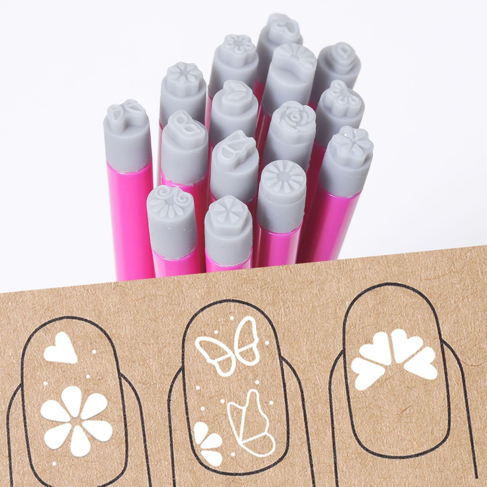 Nail art dotting tools and stamping pens for DIY manicure