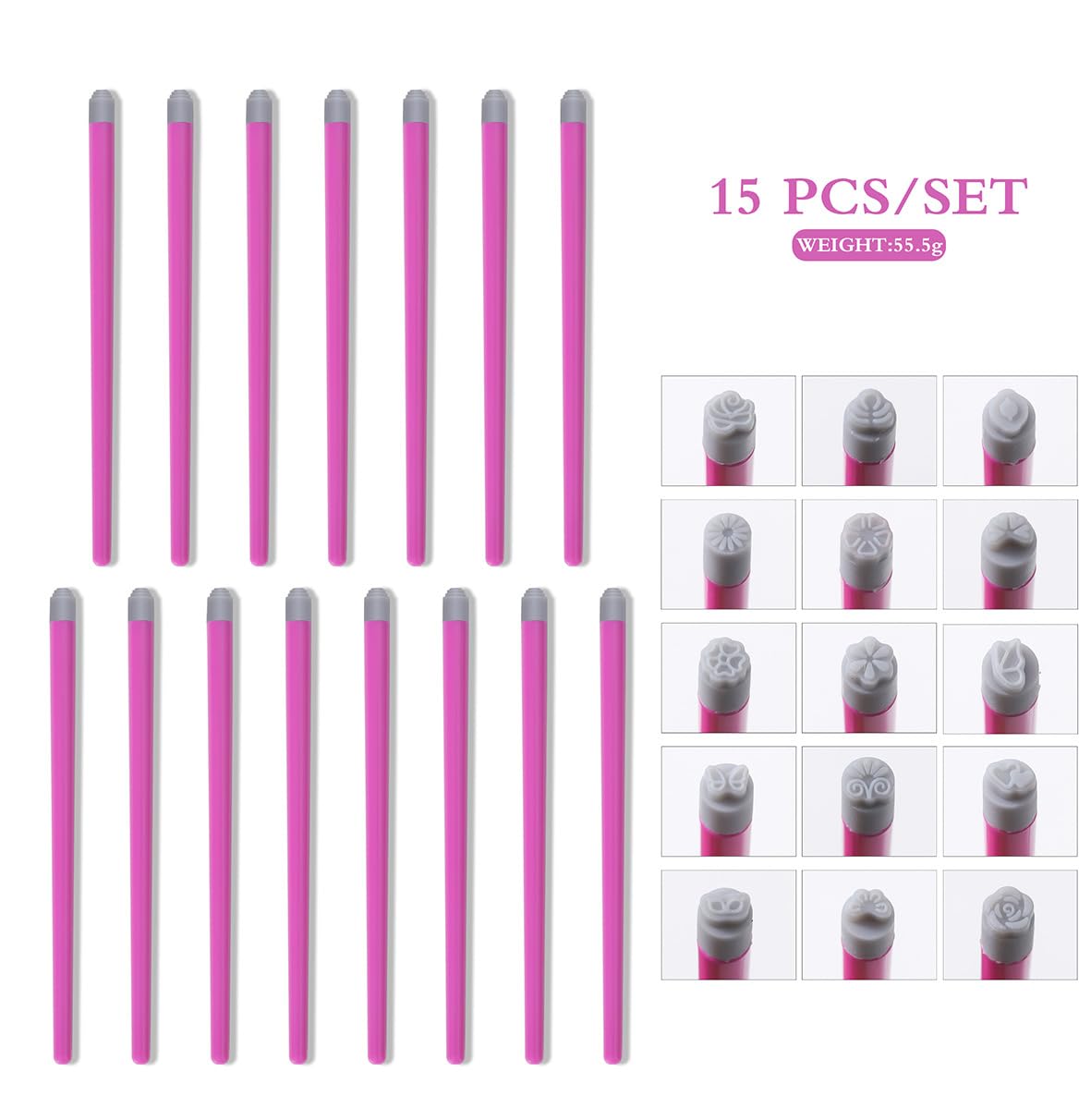 Nail art stamp pen set displayed with manicure accessories