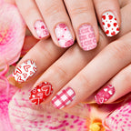 Example of romantic nail art patterns on Whaline stamping plates