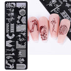 Variety of lace and floral patterns on nail stamping plates