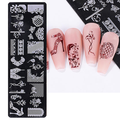 Variety of lace and floral patterns on nail stamping plates