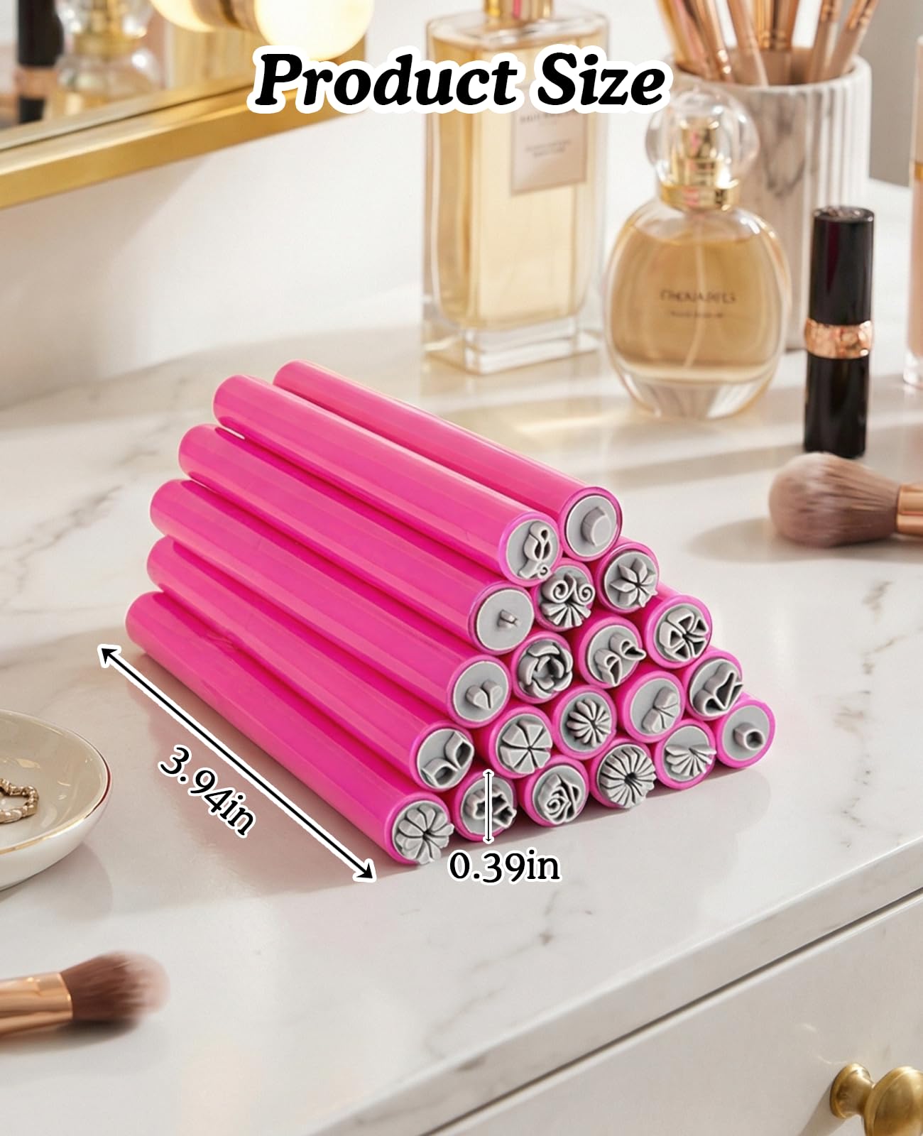 Close up of floral pattern silicone nail art stamping tools