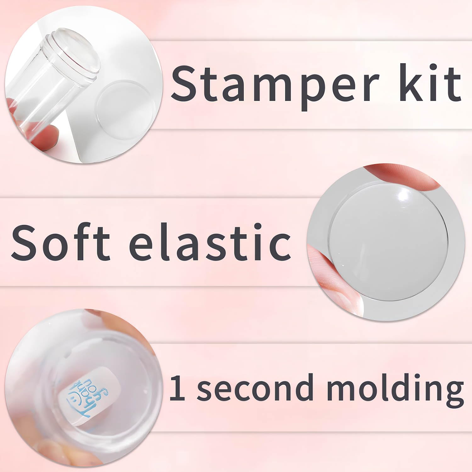 Transparent silicone stamper used for perfect French tip manicure