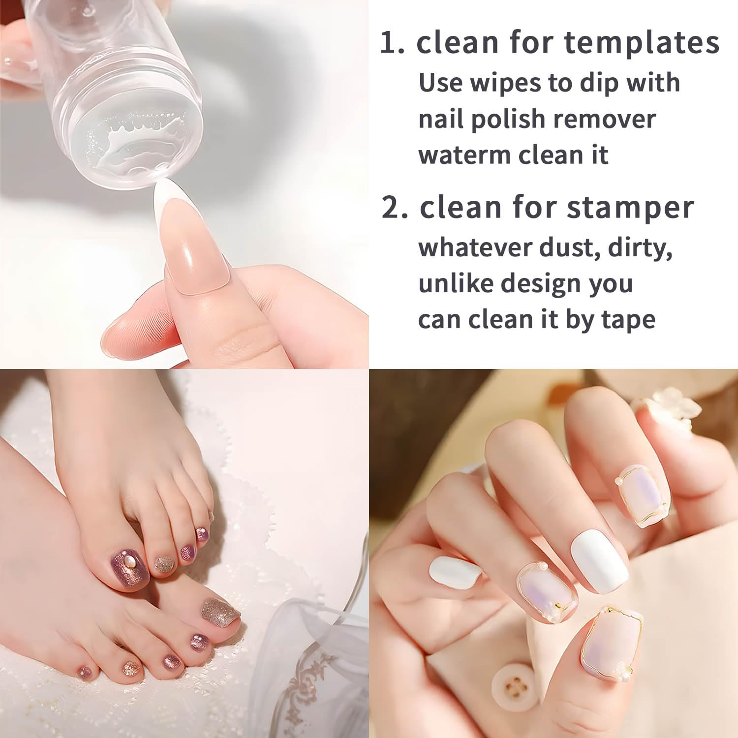 Two piece nail art stamping tool set for gel and acrylic nails
