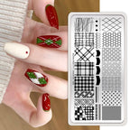 Close up of floral and leaf nail art designs on Born Pretty plates