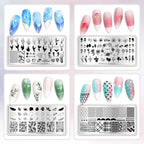 Example of colorful layered nail art created with Born Pretty plates