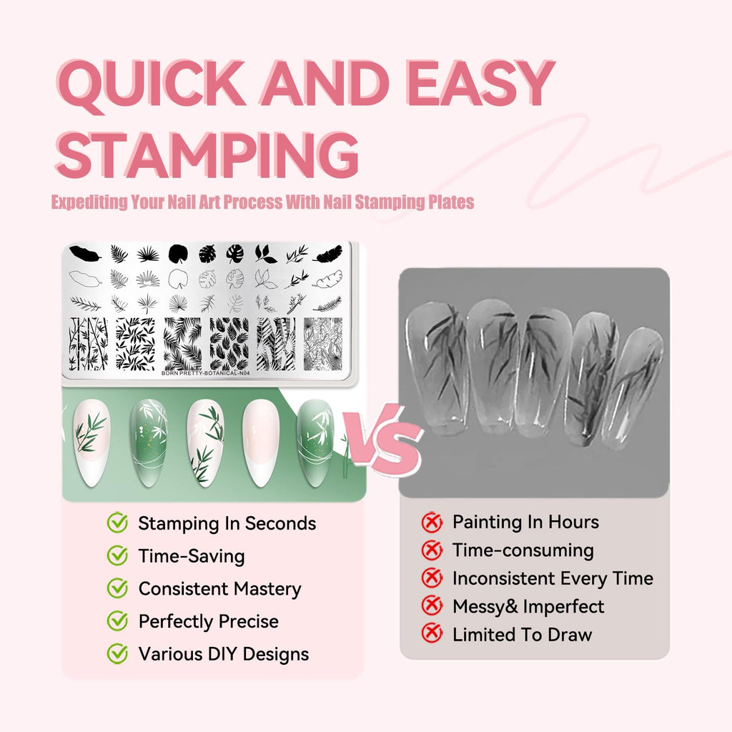 Nail art enthusiast using Born Pretty stamping plates and scraper