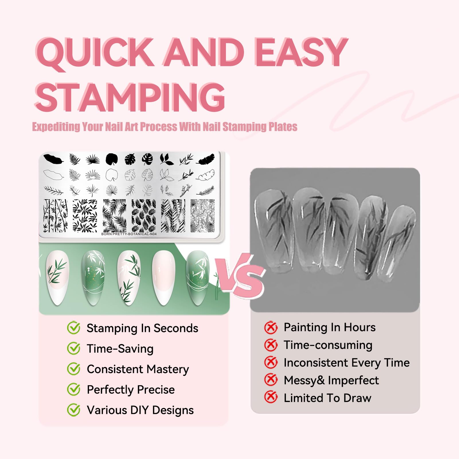 Nail art enthusiast using Born Pretty stamping plates and scraper