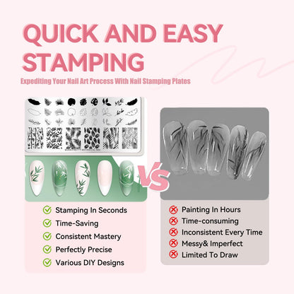 Nail art enthusiast using Born Pretty stamping plates and scraper