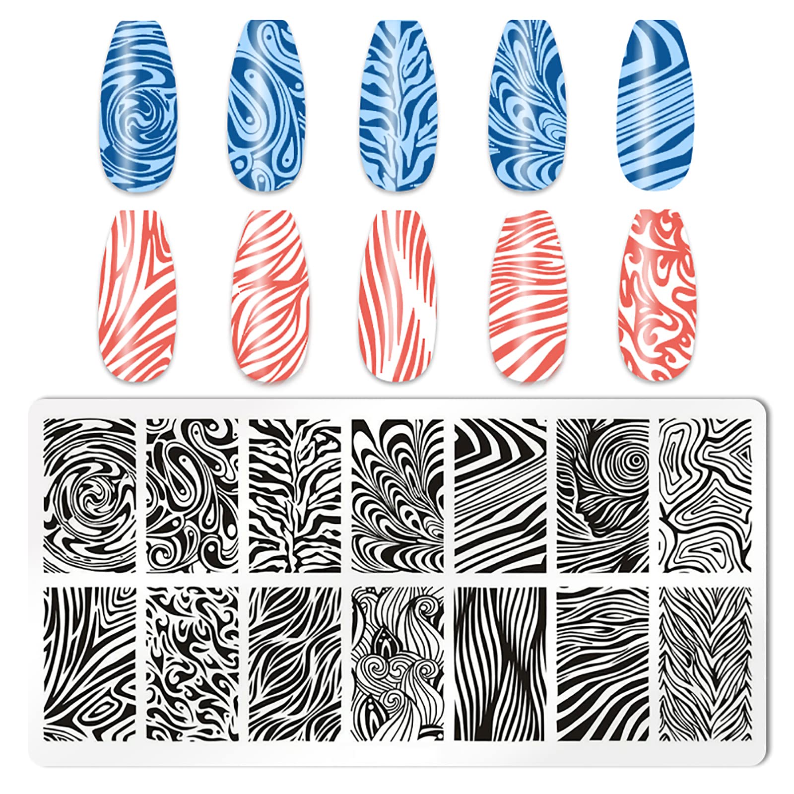Stainless steel nail art plates with leopard patterns