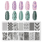 Close up of leopard print nail stamping stencil design