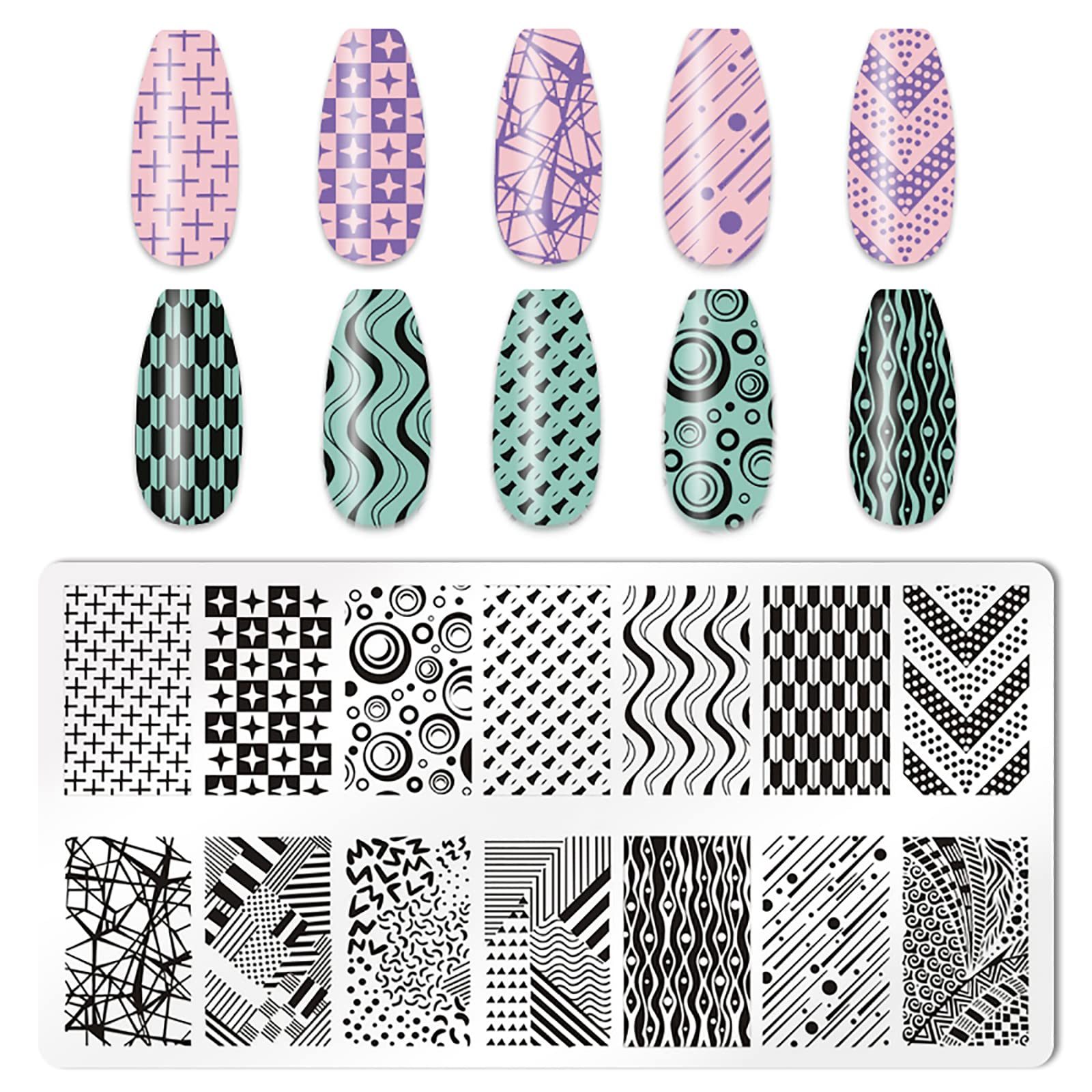 Close up of leopard print nail stamping stencil design