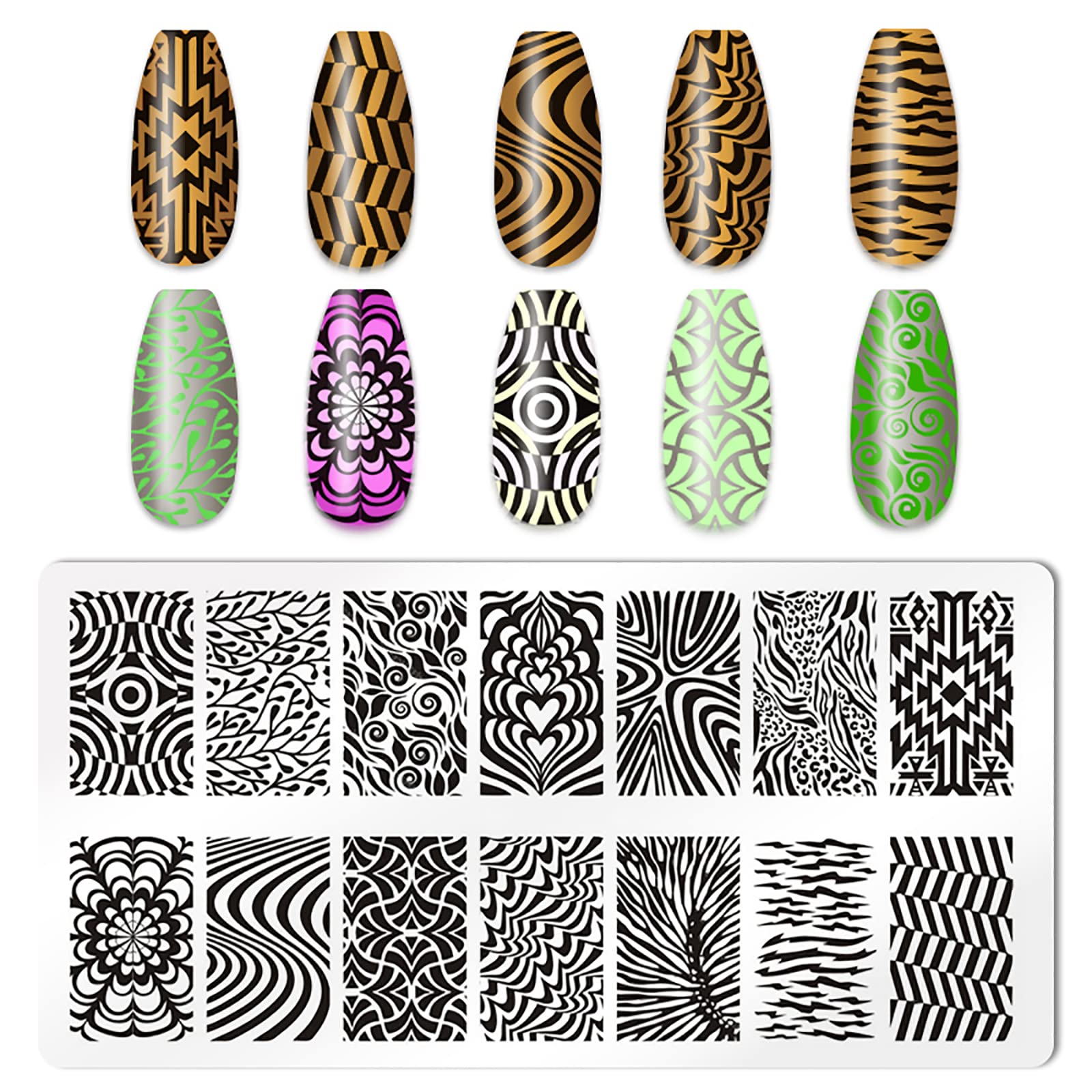 Full nail art stamping kit set contents