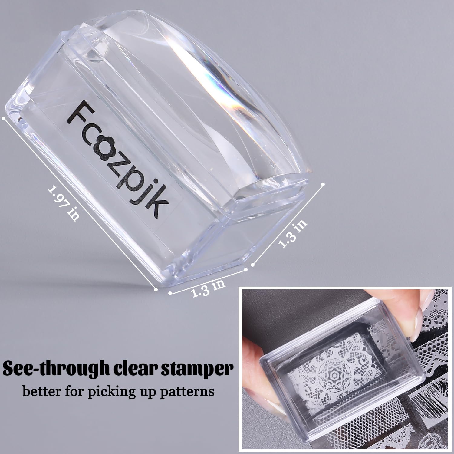 Three piece nail art stamper and scraper set for French manicure
