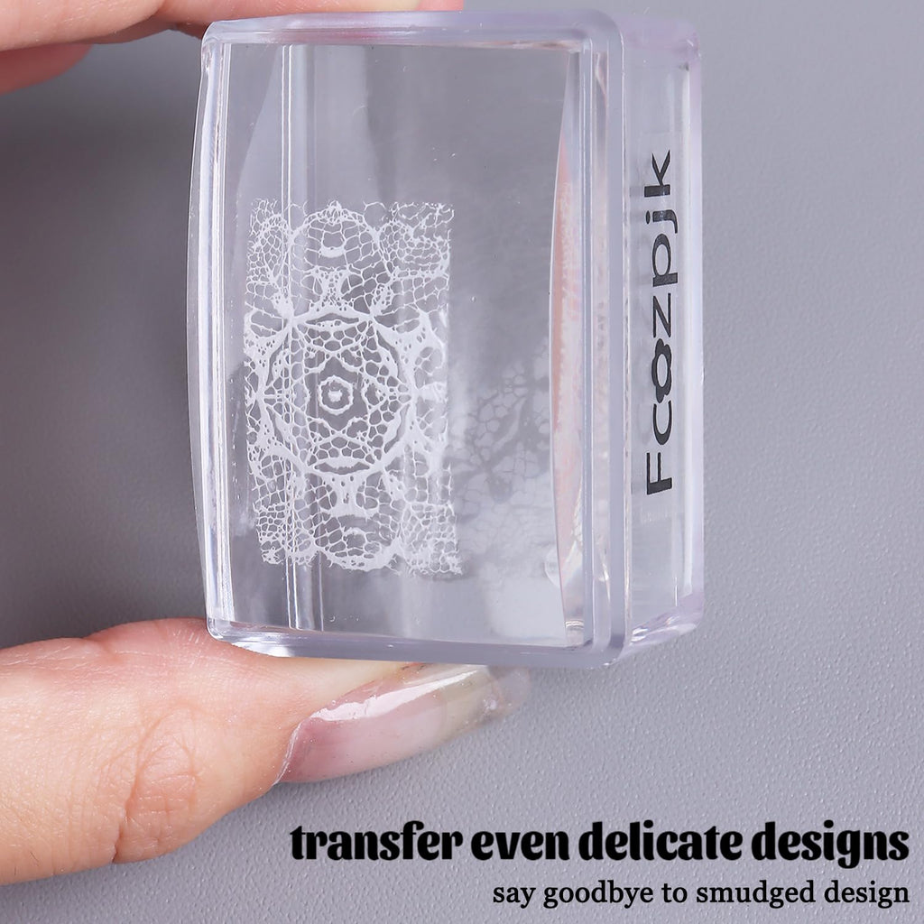 Using clear silicone stamper to apply white French tip polish