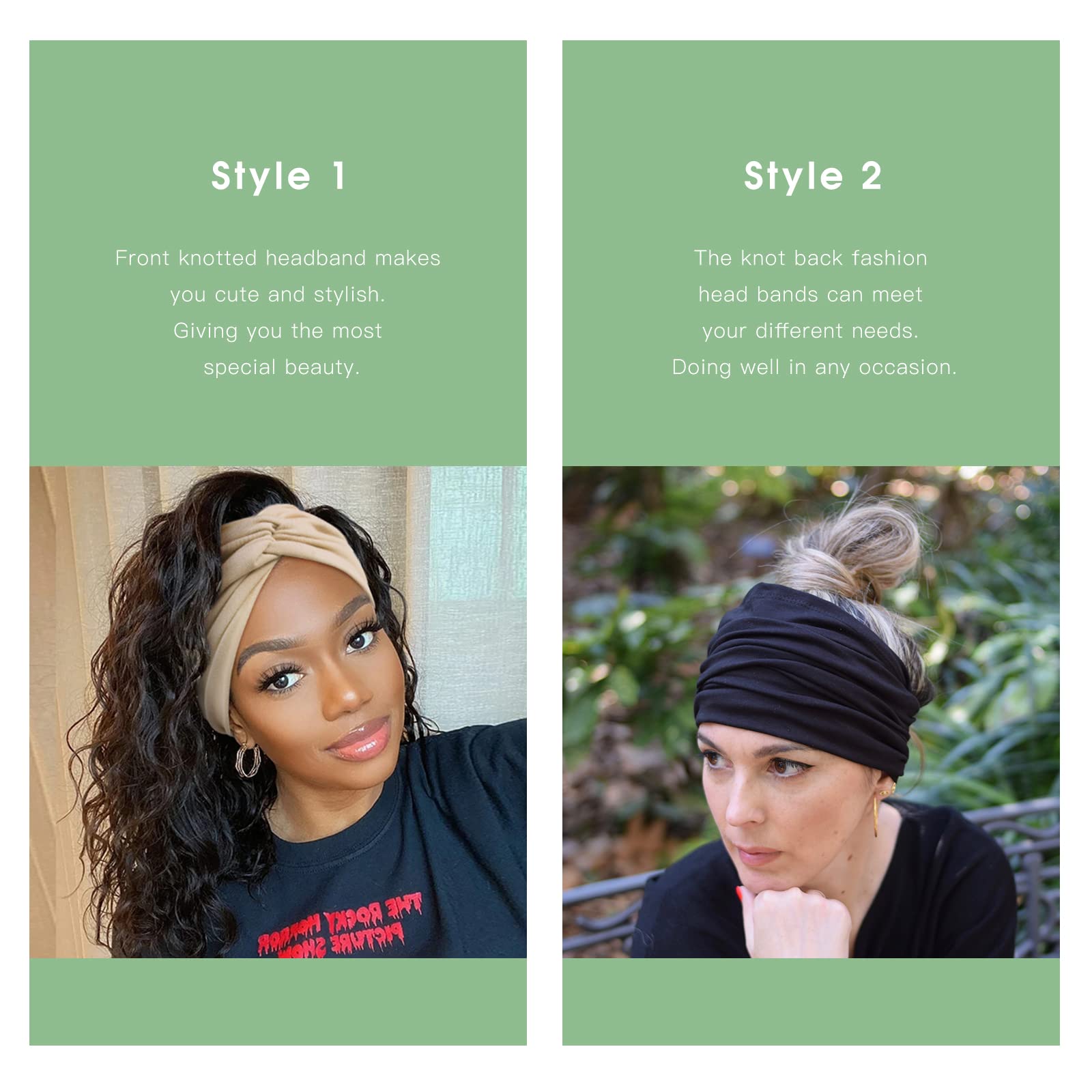 Six pack set of Tobeffect wide hair bands in different colors