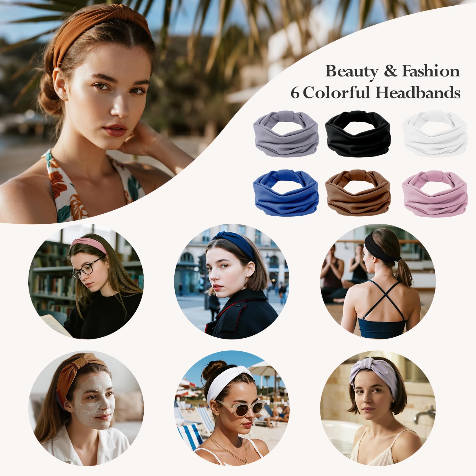 Variety of colors included in HSEM knotted headband 6 pack