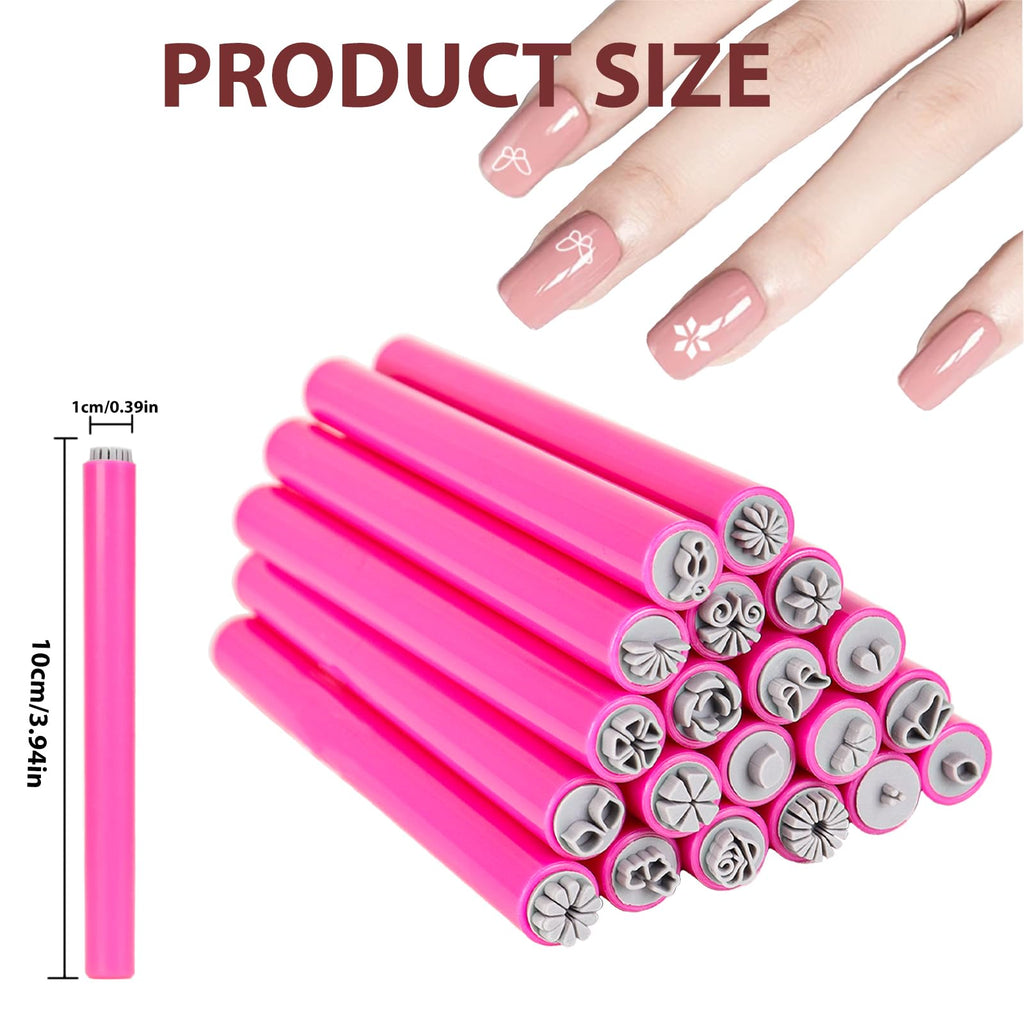Close up of silicone nail stamp pen tips with patterns
