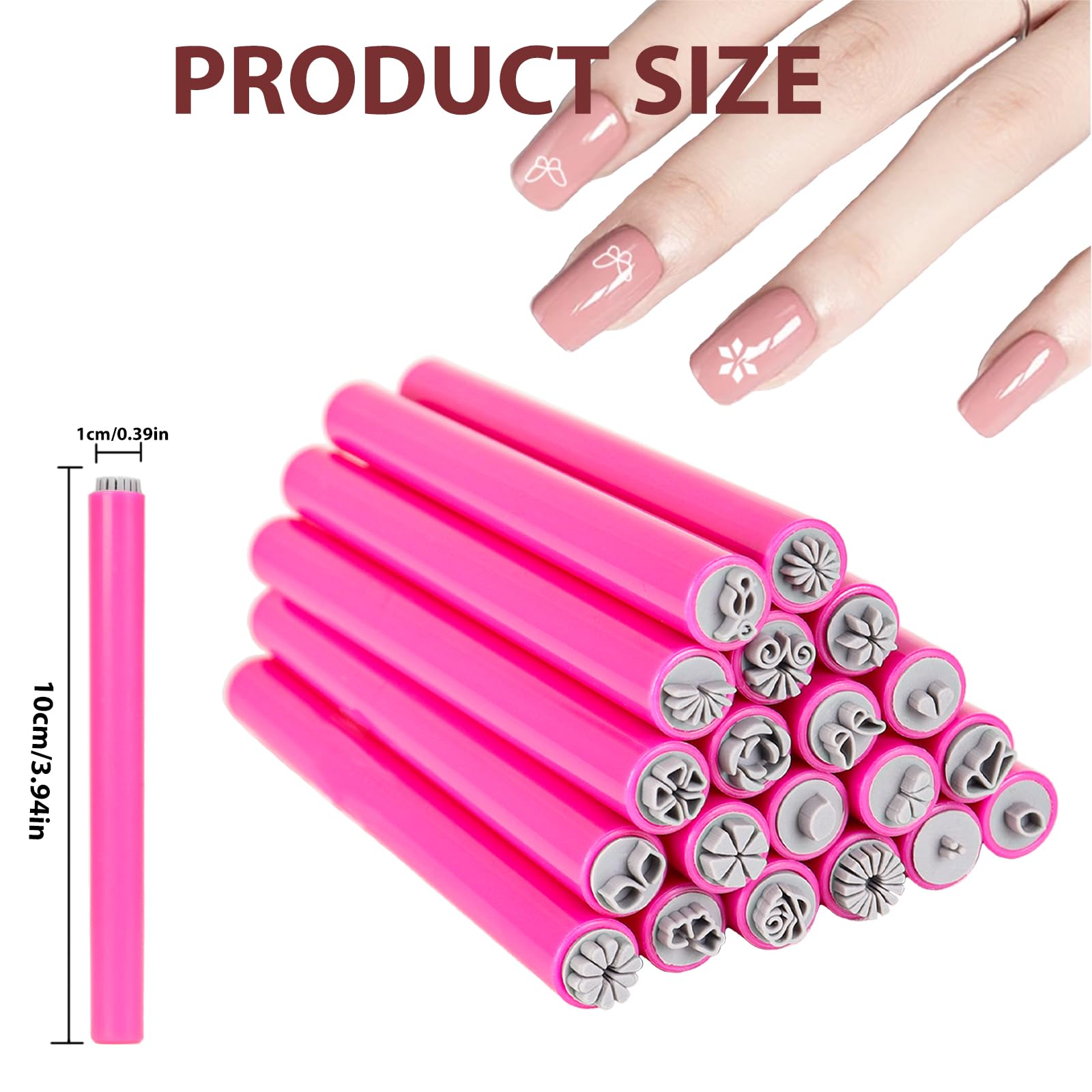 Close up of silicone nail stamp pen tips with patterns