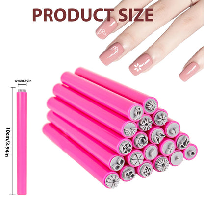 Close up of silicone nail stamp pen tips with patterns