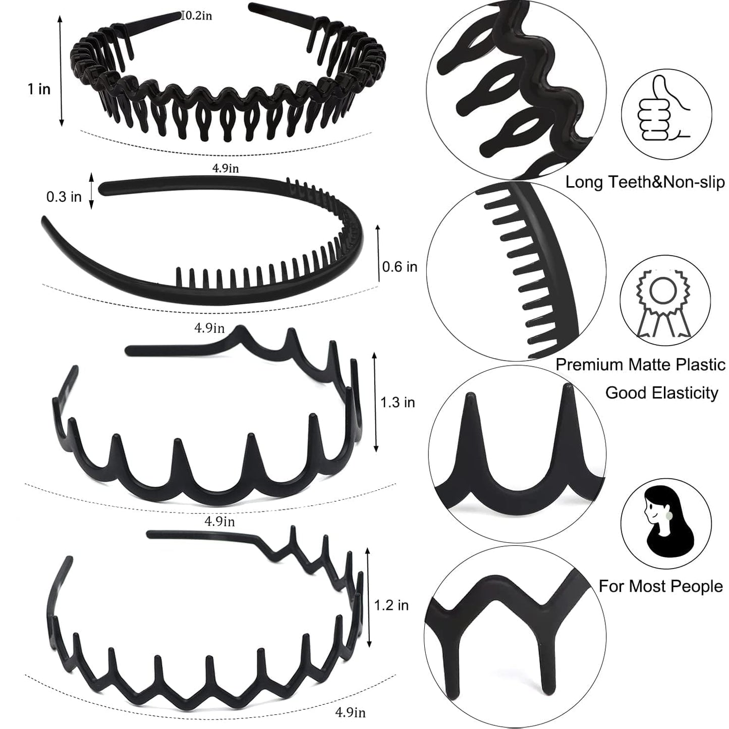 Close up of Ultimute matte black teeth headbands
