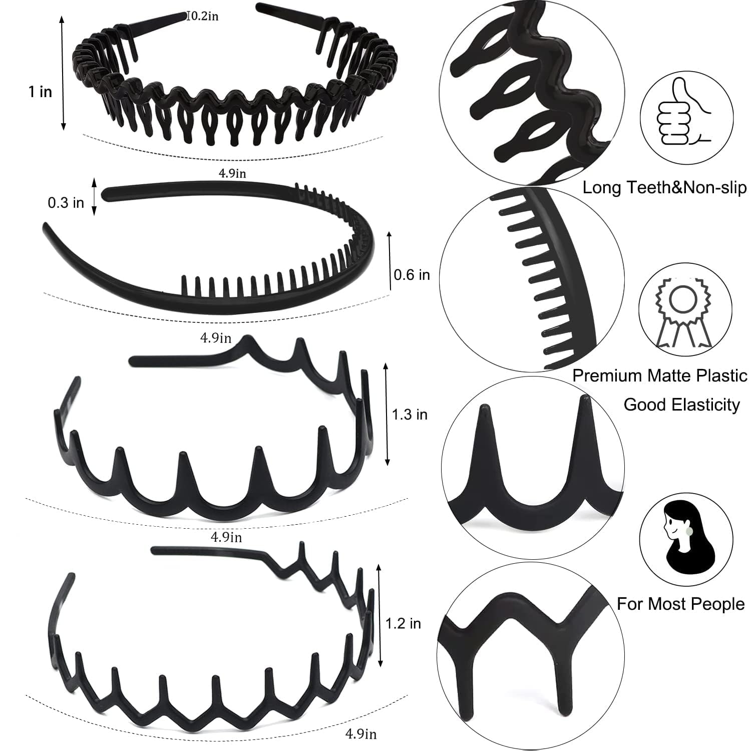 Close up of Ultimute matte black teeth headbands