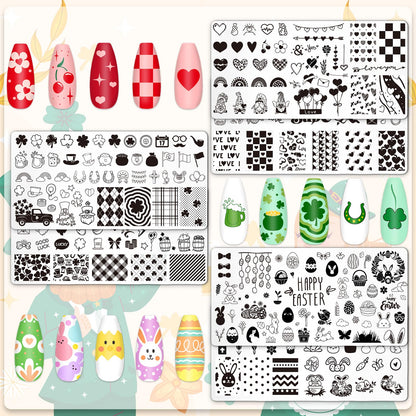 St. Patrick's Day shamrock patterns on nail stamping template