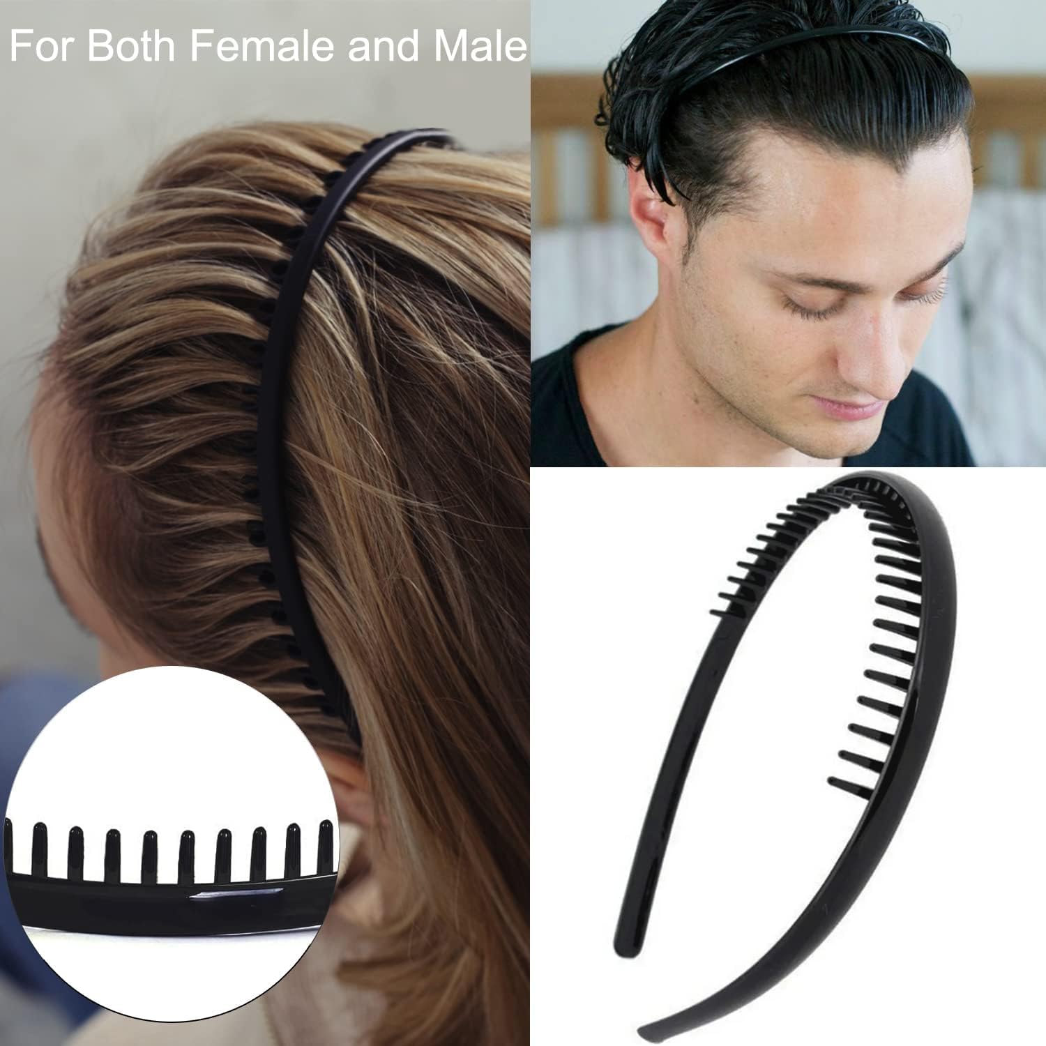 Model wearing Ultimute skinny plastic headbands