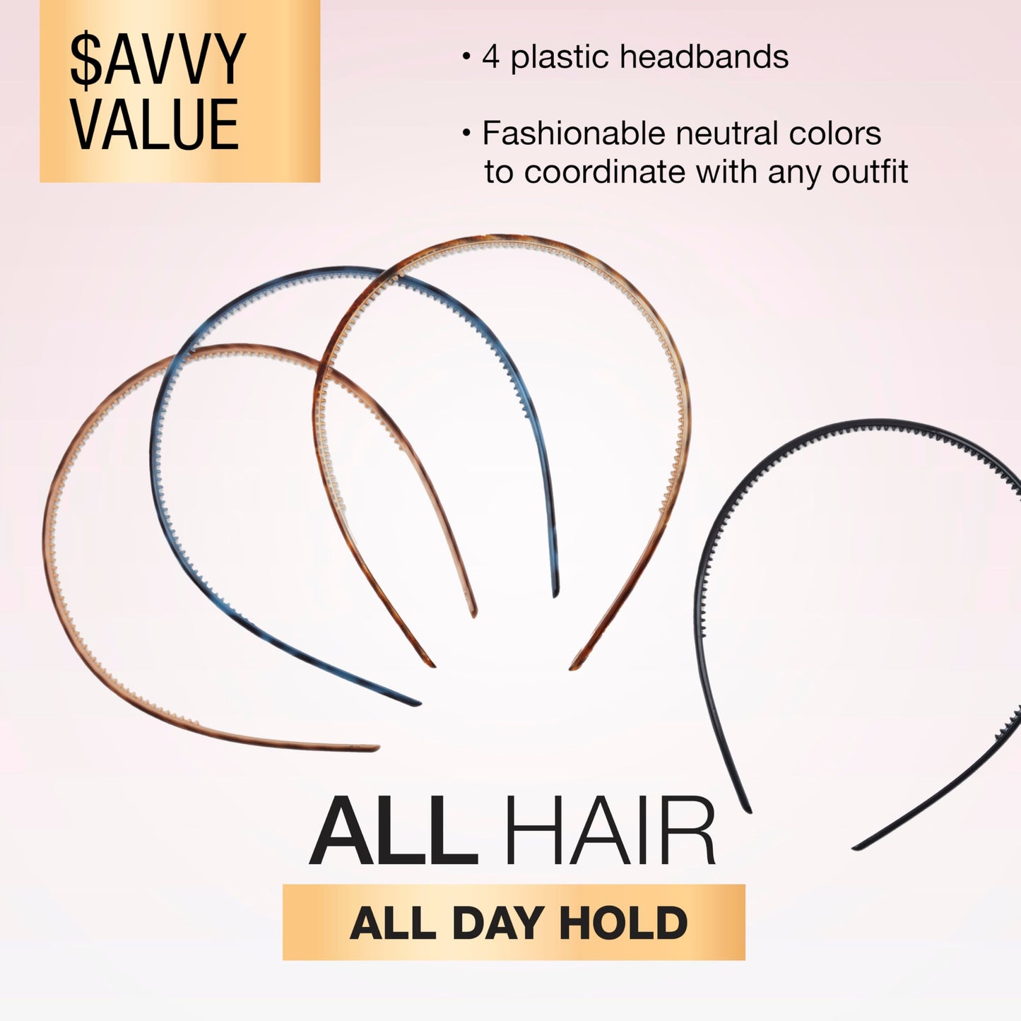 Close up of Conair Scunci skinny headbands showing inner teeth