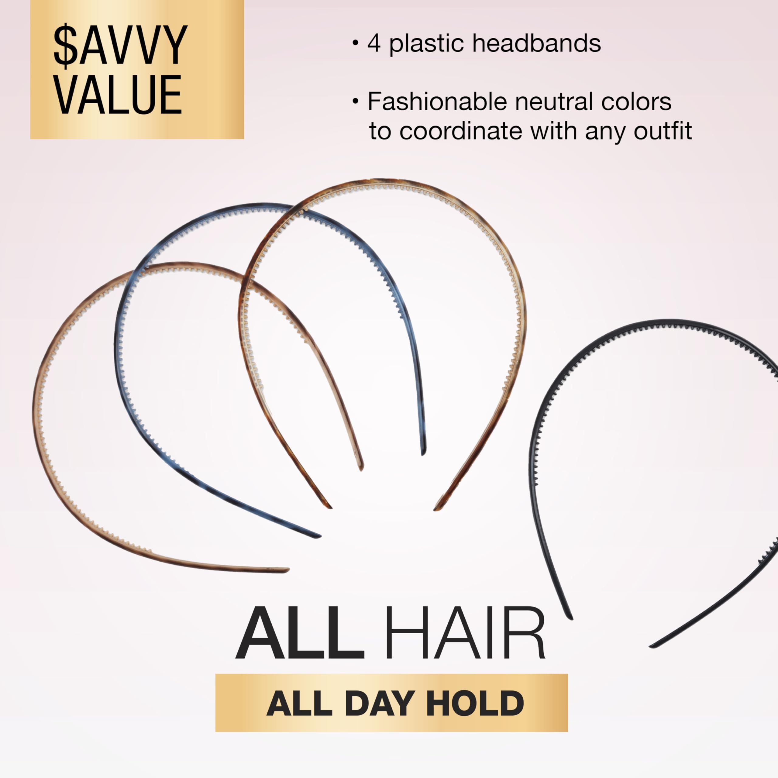 Close up of Conair Scunci skinny headbands showing inner teeth