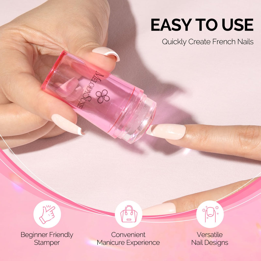 Pink silicone nail stamper and scraper set
