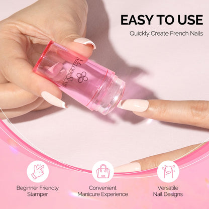 Pink silicone nail stamper and scraper set
