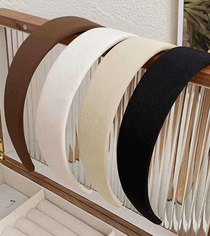 Huachi 1-inch wide elastic hair bands in neutral colors
