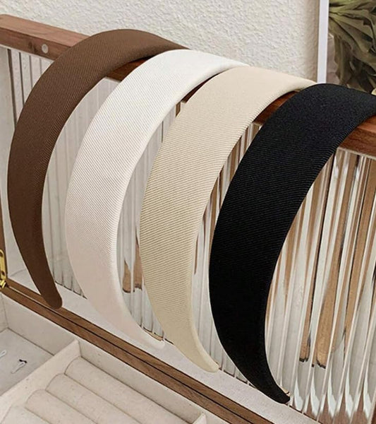 Huachi 1-inch wide elastic hair bands in neutral colors