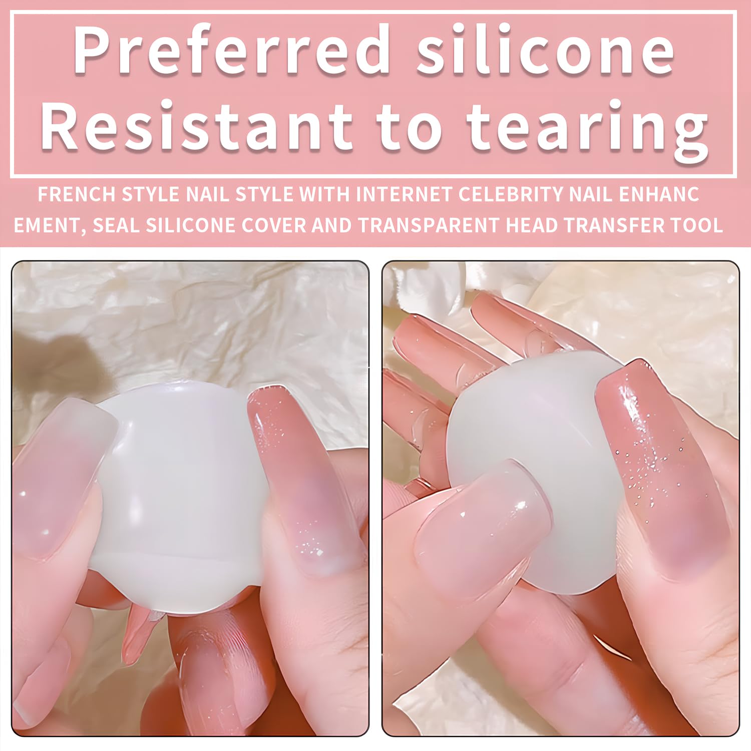 Close up of clear jelly stamper head for precise nail art