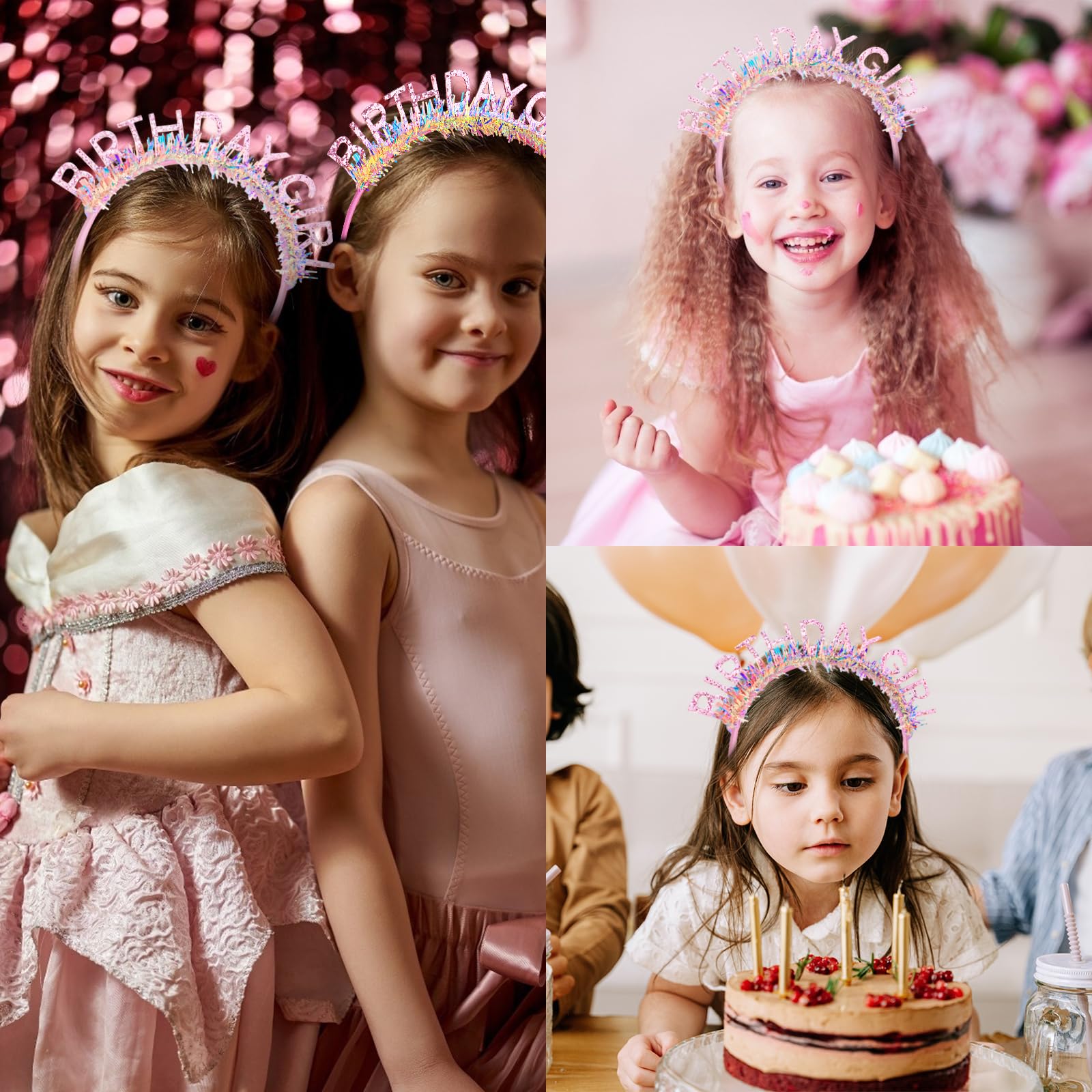 Sparkly pink letter birthday crown on model