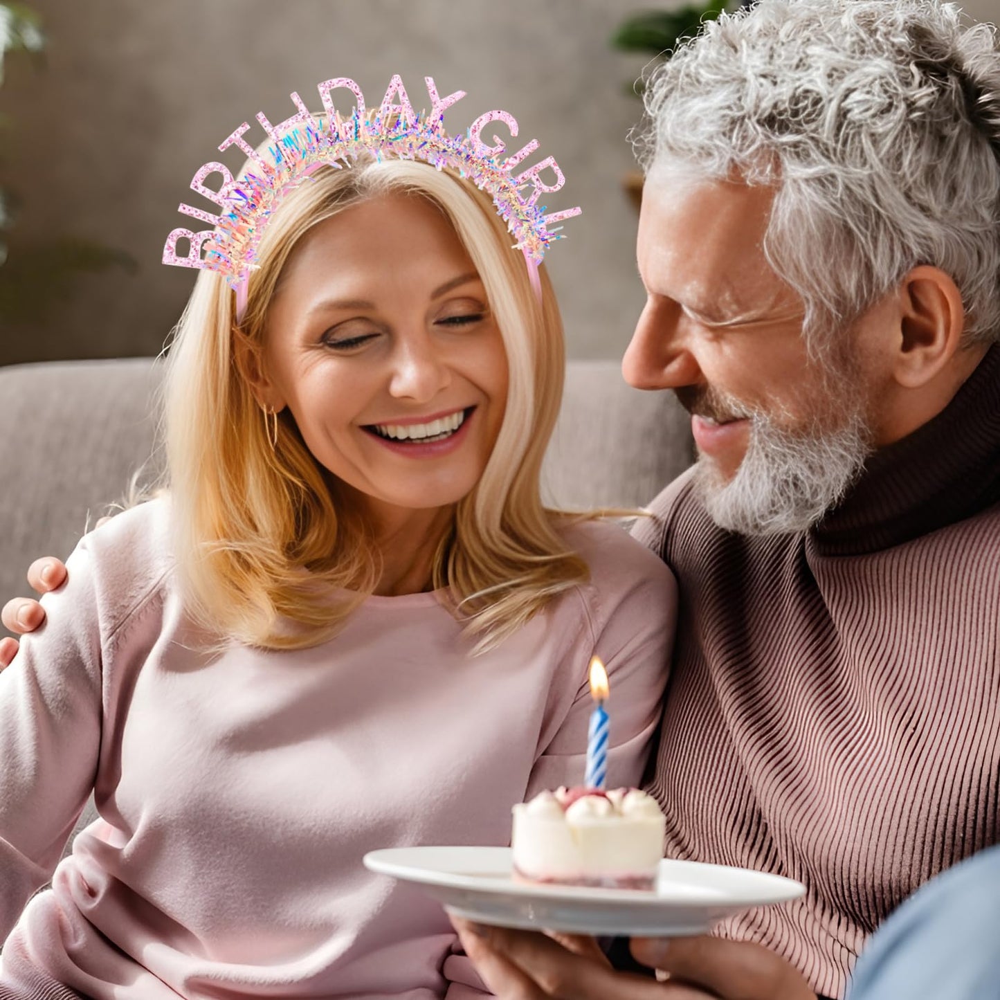 Pink glitter birthday girl tiara for photography props