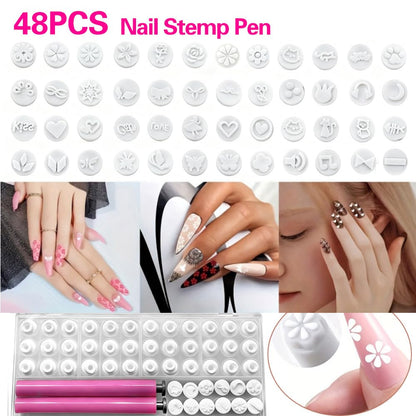 Close up of ergonomic pink nail art stamping pen