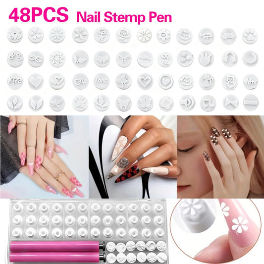Close up of ergonomic pink nail art stamping pen