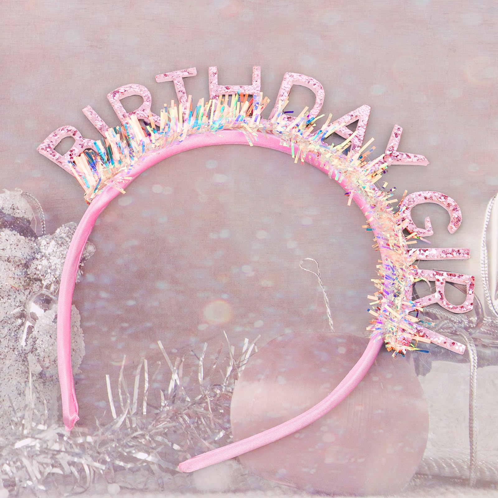 Stylish pink birthday headband for women and girls celebration