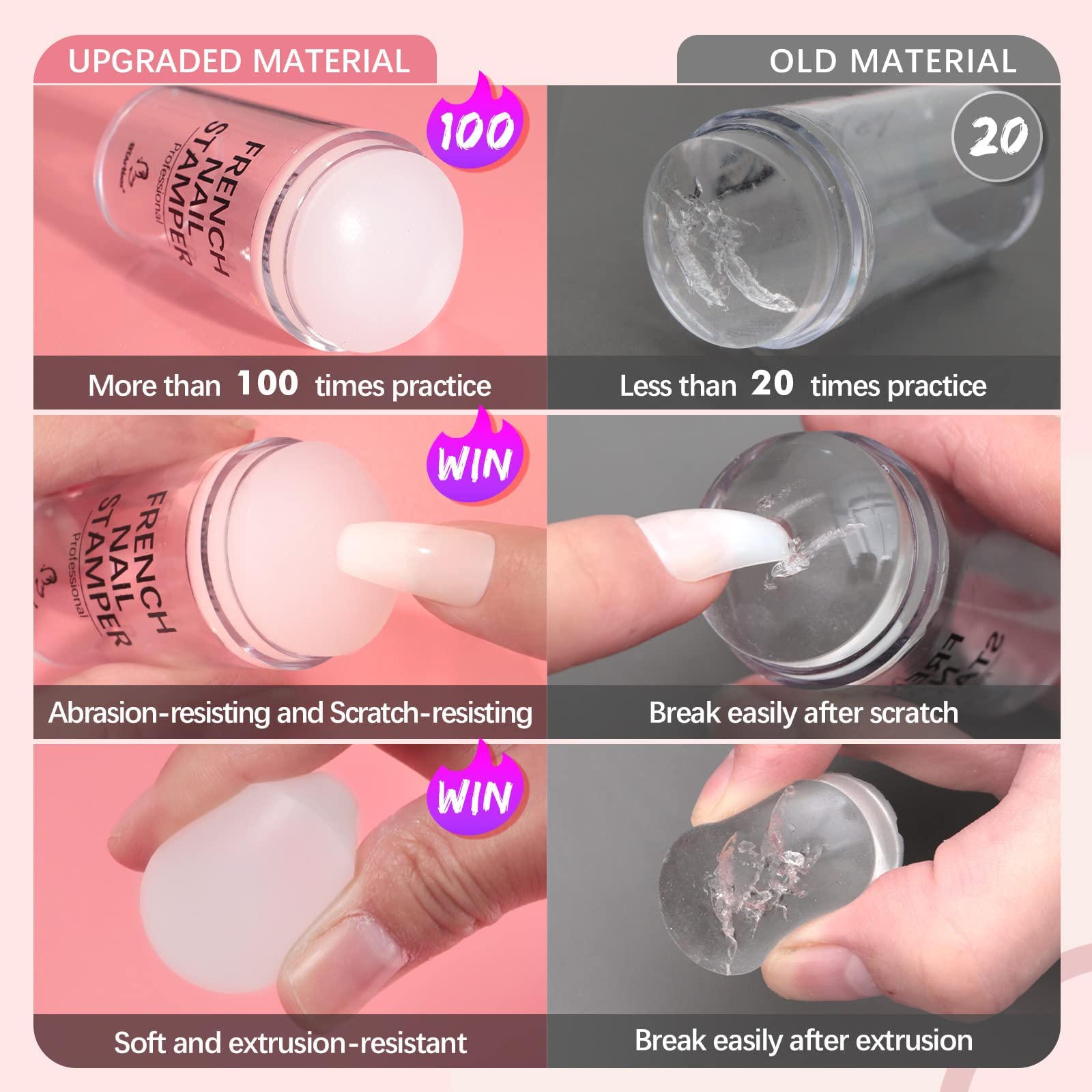 Clear jelly silicone nail stamper head close up