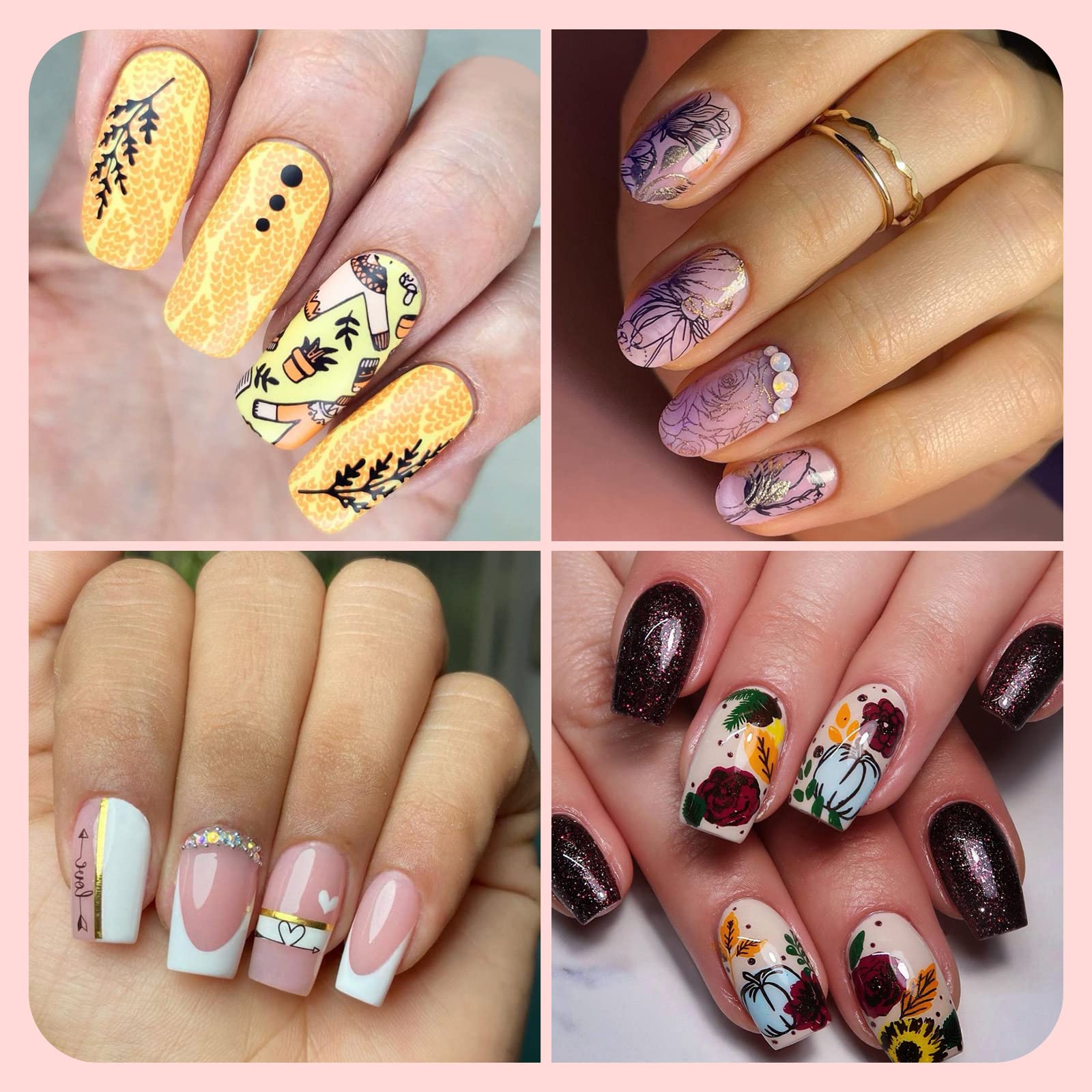 Nail art stamper kit components on white background