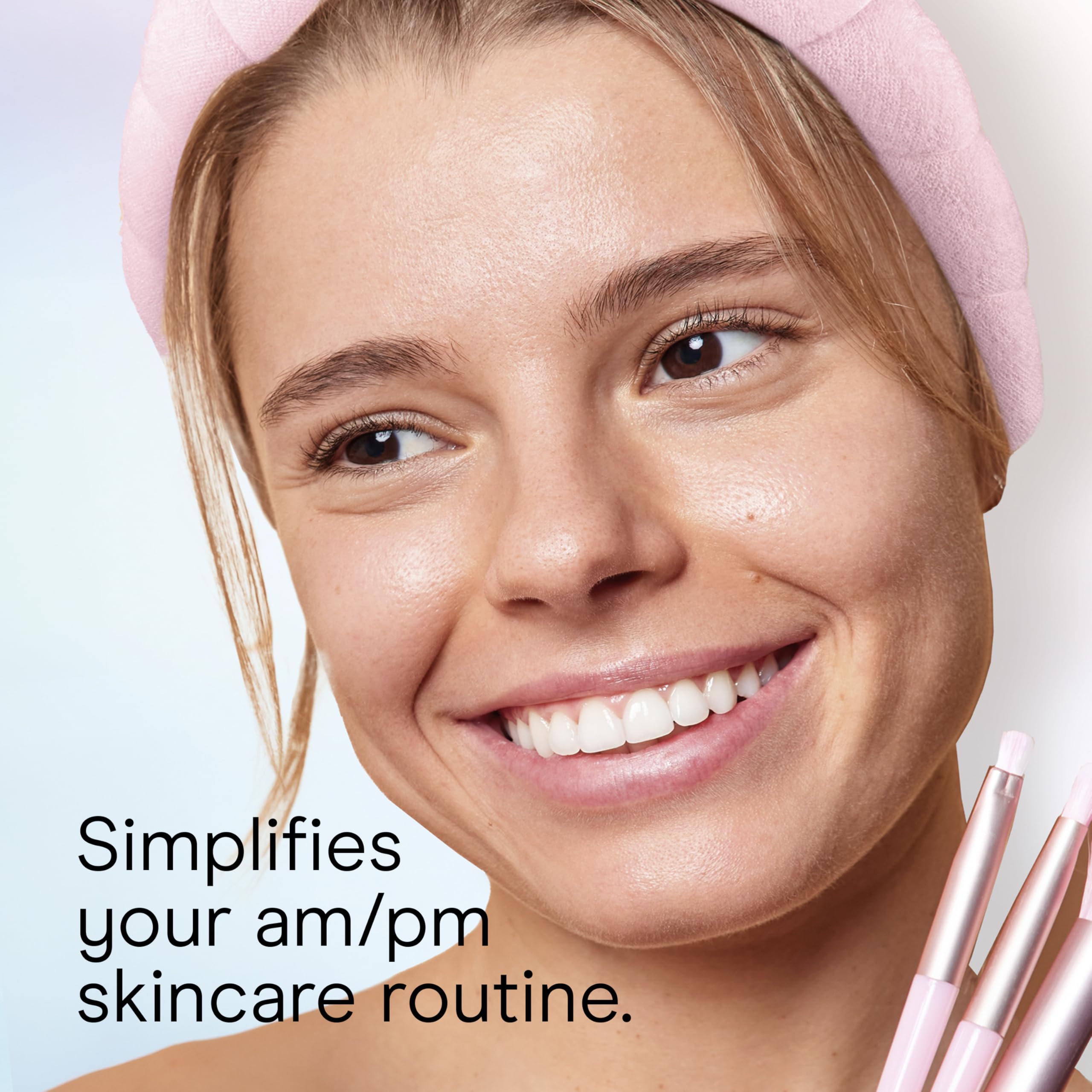 Conair spa headband being worn during daily makeup application
