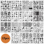 Biutee nail stamping template kit for holiday and floral designs