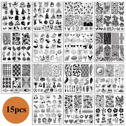 Biutee nail stamping template kit for holiday and floral designs